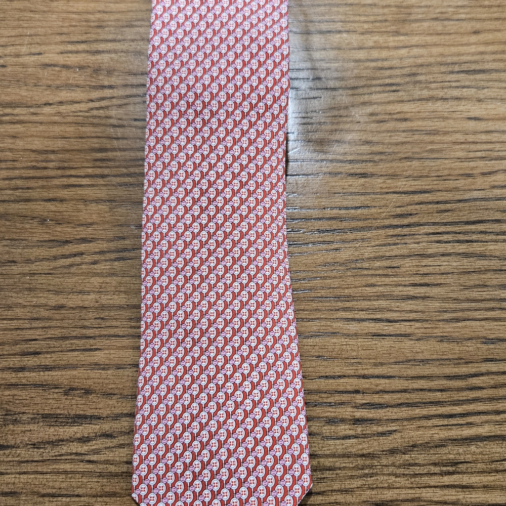 Salvatore Ferragamo Red and White Patterned Tie